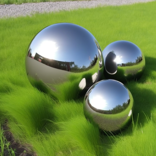 sokol uu stainless steel mirror ball 3 pcs sphere on green gras 02980340-7d7a-40ad-b319-f33e1da0e67e