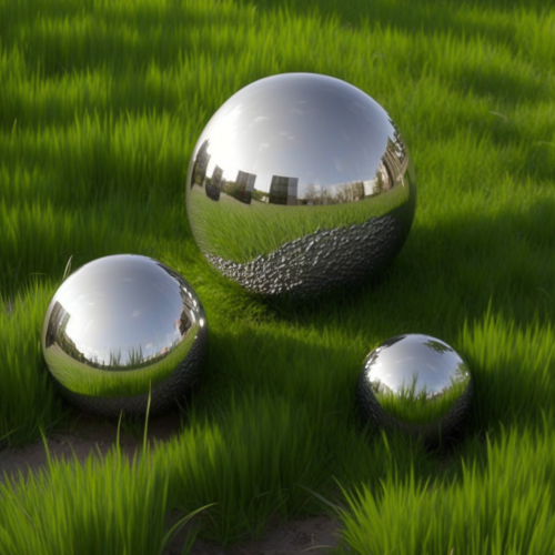 sokol uu stainless steel mirror ball 3 pcs sphere on green gras a52b290d-5c2c-4a08-a732-6554d31cb0a6