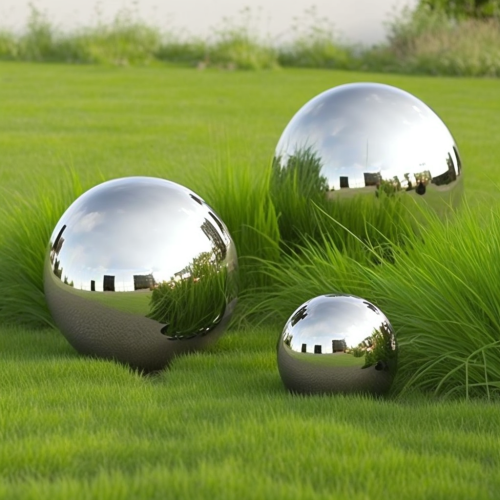sokol uu stainless steel mirror ball 3 pcs sphere on green gras ae39825f-718c-4f46-9c88-2836a4813145
