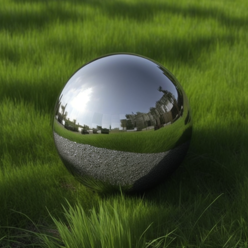 sokol uu stainless steel mirror ball sphere on green grass and  8e870c7d-ab91-47cd-8a06-dd872c4589b2